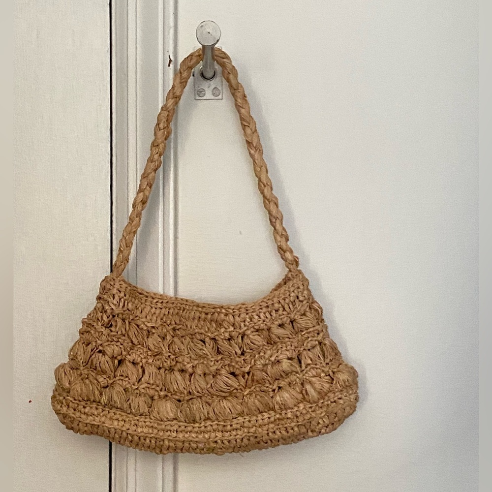 Basket woven shoulder purse
